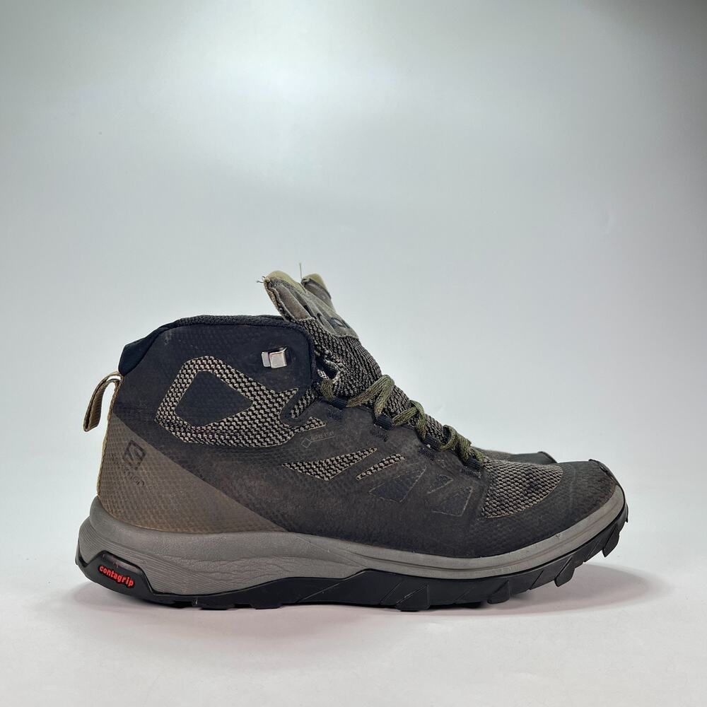 Salomon Outline Mid GTX Olive Green Waterproof Hiking Boots 404763 Mens Sz 10.5
